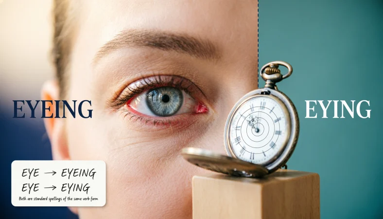 Is Eyeing vs Eying a Grammar, Vocabulary, or Usage Issue?