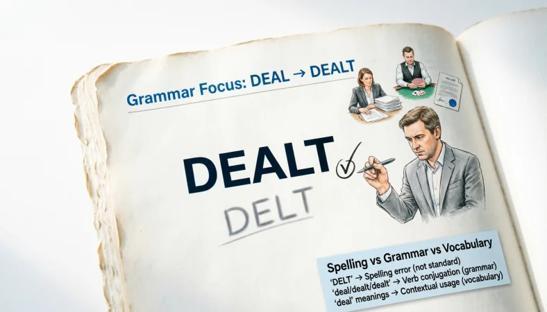 Is Dealt vs Delt a Grammar, Vocabulary, or Usage Issue?