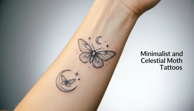 Minimalist and Celestial Moth Tattoos