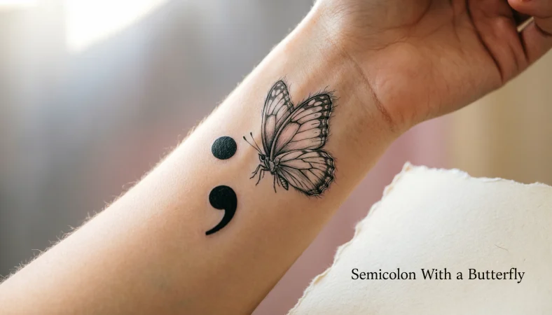 Semicolon With a Butterfly